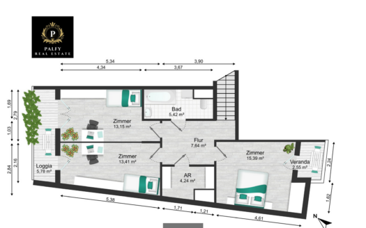 Exklusive 4-Zimmer-Maisonettenwohnung mit Balkon & Loggia