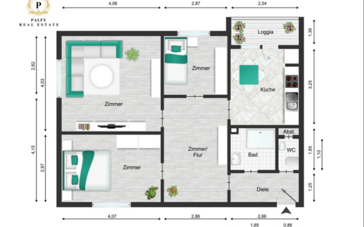 Stilvolle 3-Zimmer-Wohnung mit zusätzlichem Wohnbereich, Loggia & Wellnessbad